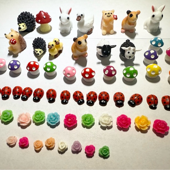 Colorful Animal and Mushroom Figurine Set - Picture 1 of 4